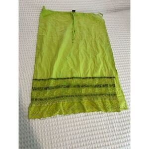 Vintage Blue Plate like green Maxi skirt with embroidery and side slits